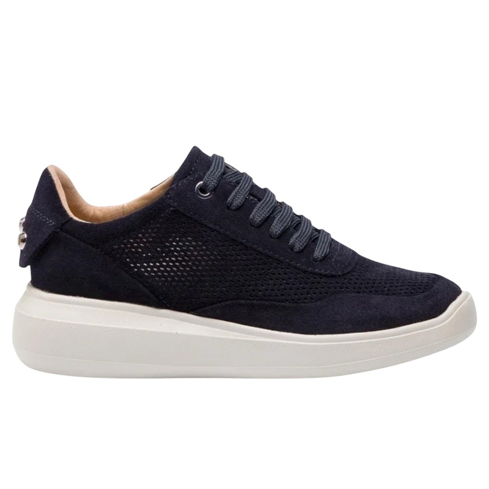 Geox Respira Navy Suede Perforated Fashion Sneakers Women's Comfort Shoes Size 6